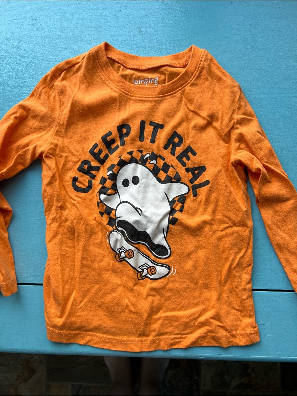 jumping beans Orange Long-Sleeve 'Creep It Real' Ghost Skate Tee